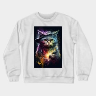 Cat Wizard Portrait Painting Crewneck Sweatshirt